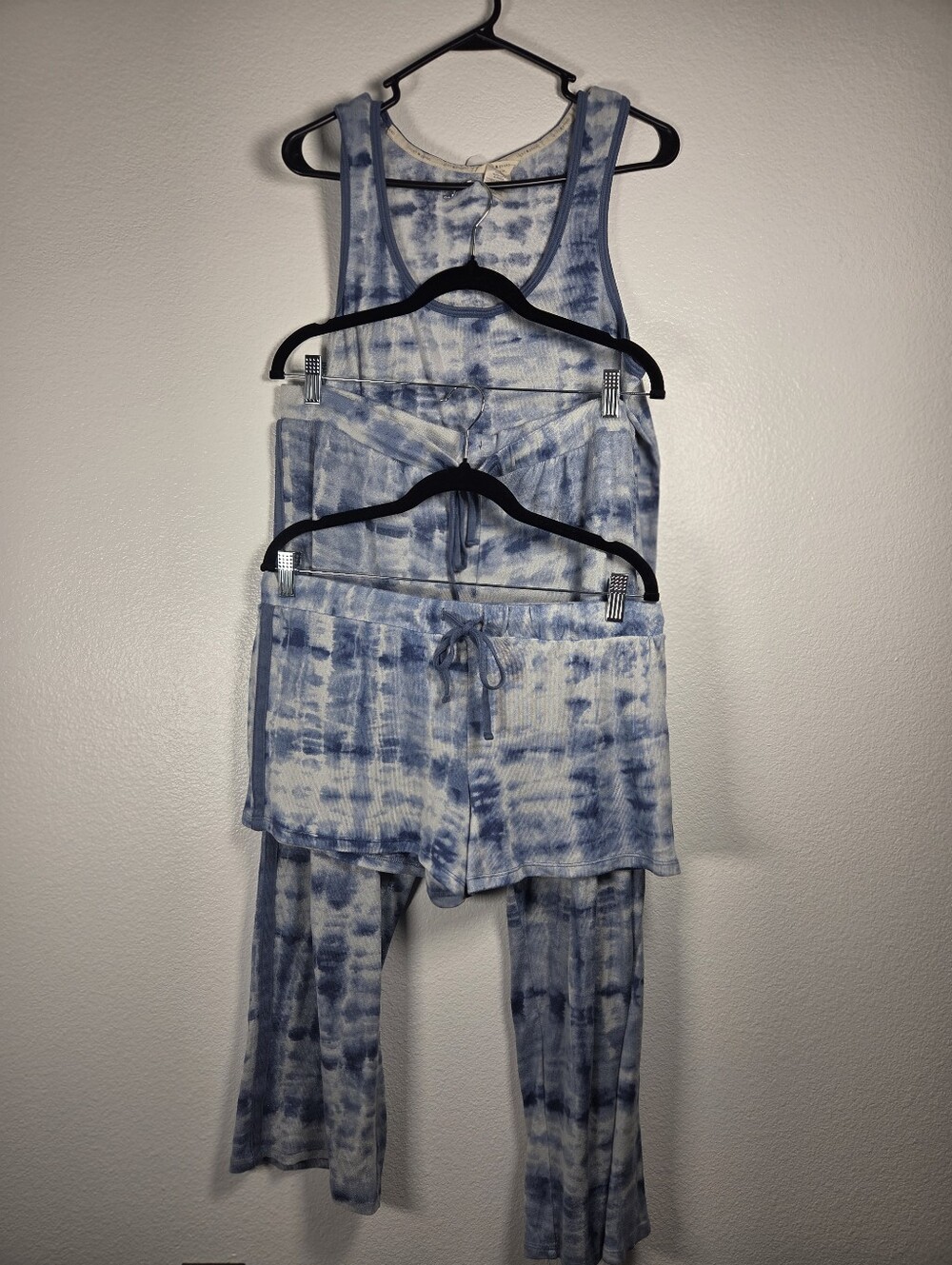 Lucky Brand Women's Blue 3 Piece Tie-Dye Pajama Set See Description For Sizes